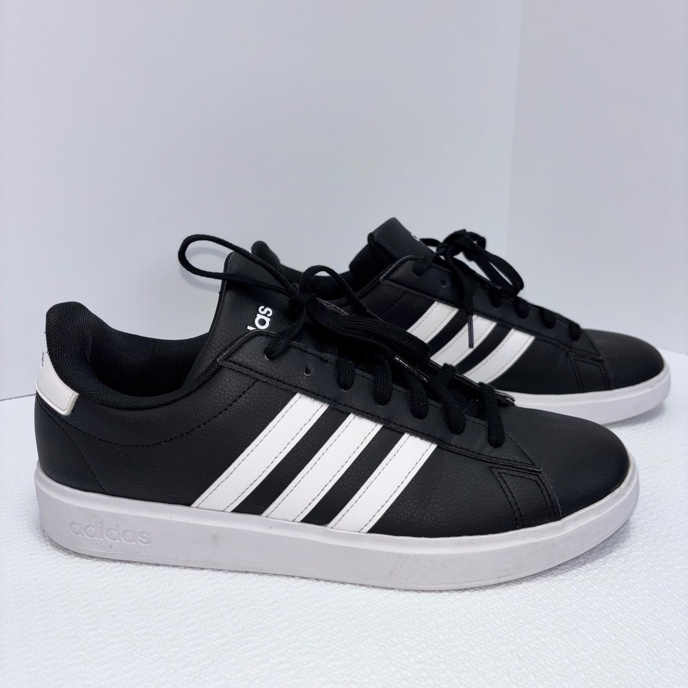 Adidas Grand Court Base Mens Size 11 Black White Sneakers Shoes Excellent Gift